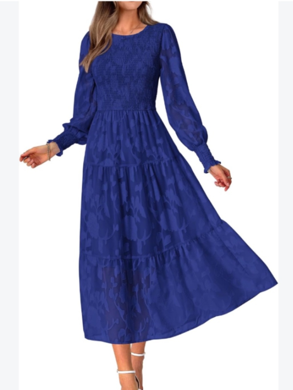 Fashion maxi long sleeve dress with smocked bodice size XXL